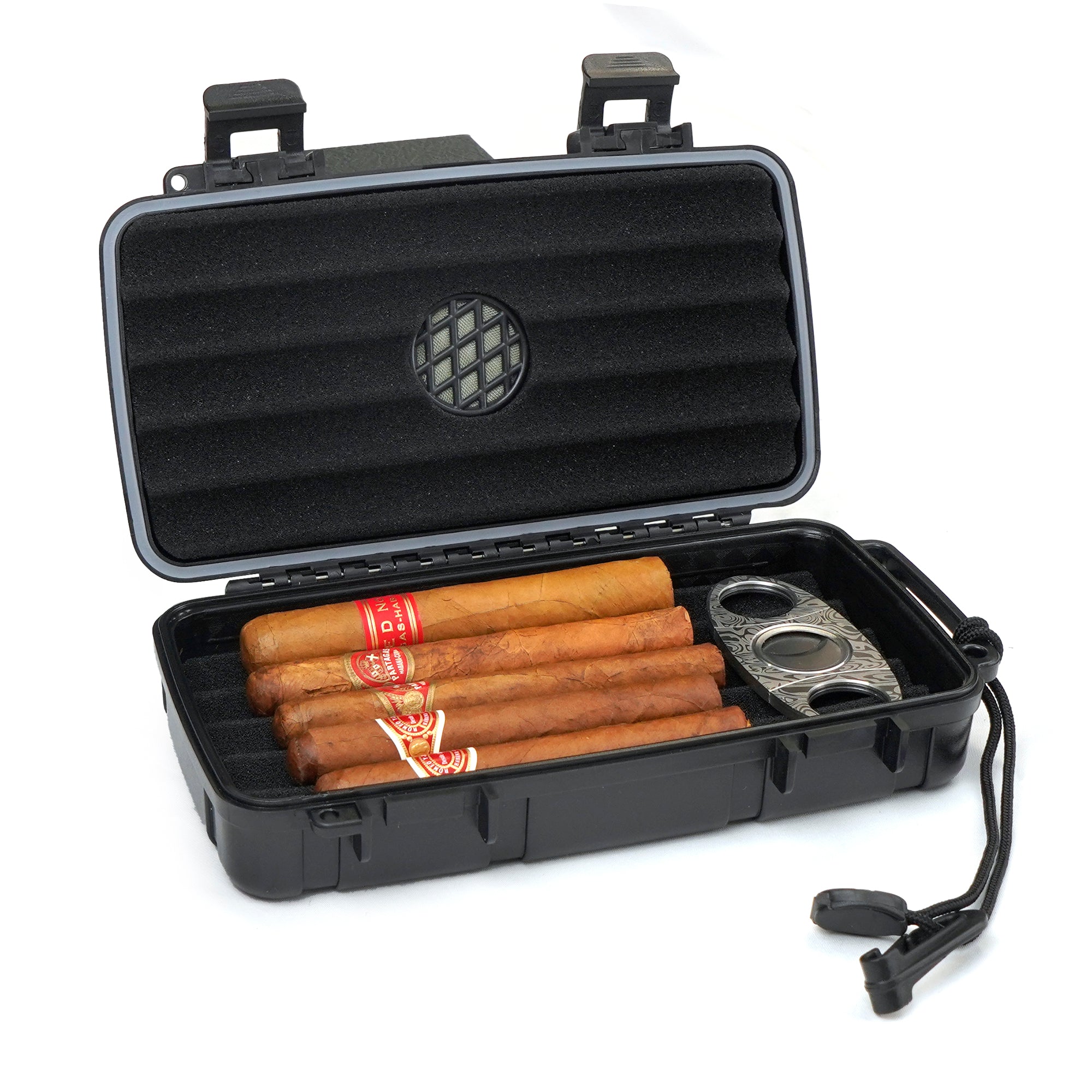 Travel Cigar Humidor Case - Portable Cigar Box with Humidifier Disc & Cigar Cutter | Waterproof | Crushproof | Airtight | Durable (Holds up to 5 Cigars) - Wudytim Store