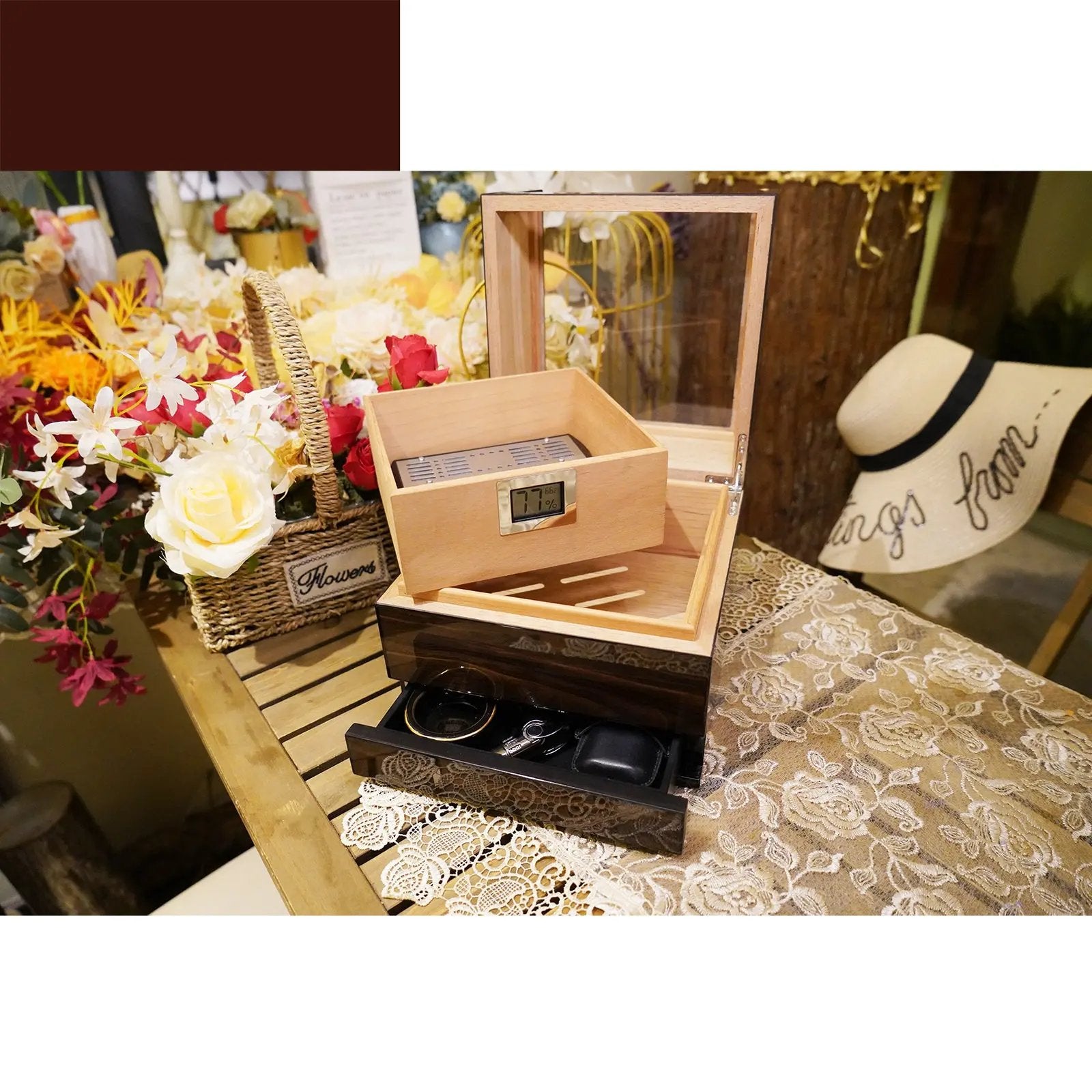 Humidor Cigar Box, Handcrafted Box Top 270