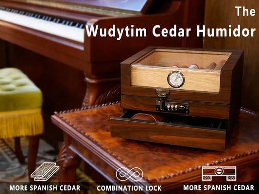 Top 270° Combination Lock Spanish Cedar Cigar Humidor Wudytim Store