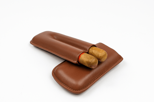 Wudytim Two Cigar Travel Case – Chestnut Brown Vegan Leather, Premium Cigar Case for Men, Travel Cigar Case, Luxury Cigar Gifts for Men - Wudytim Store