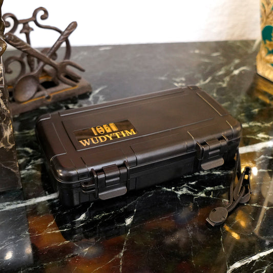 Travel Cigar Humidor Case - Portable Cigar Box with Humidifier Disc & Cigar Cutter | Waterproof | Crushproof | Airtight | Durable (Holds up to 5 Cigars) - Wudytim Store