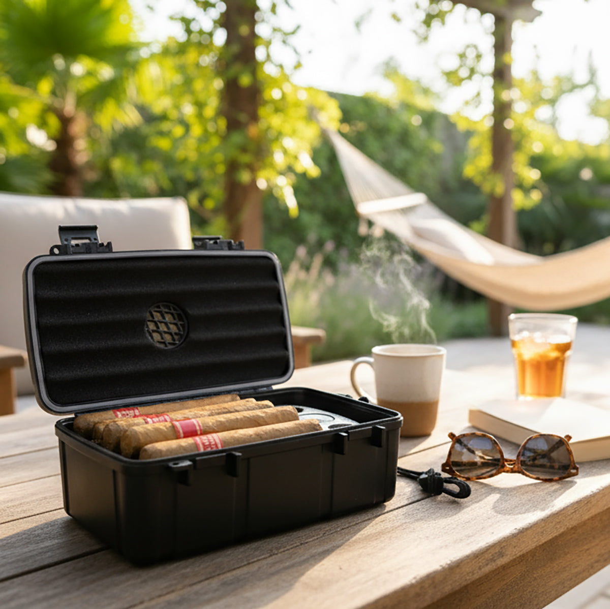 Wudytim Travel Cigar Humidor - Portable Cigar Case with Cigar Cutter & Humidifier Wudytim Store