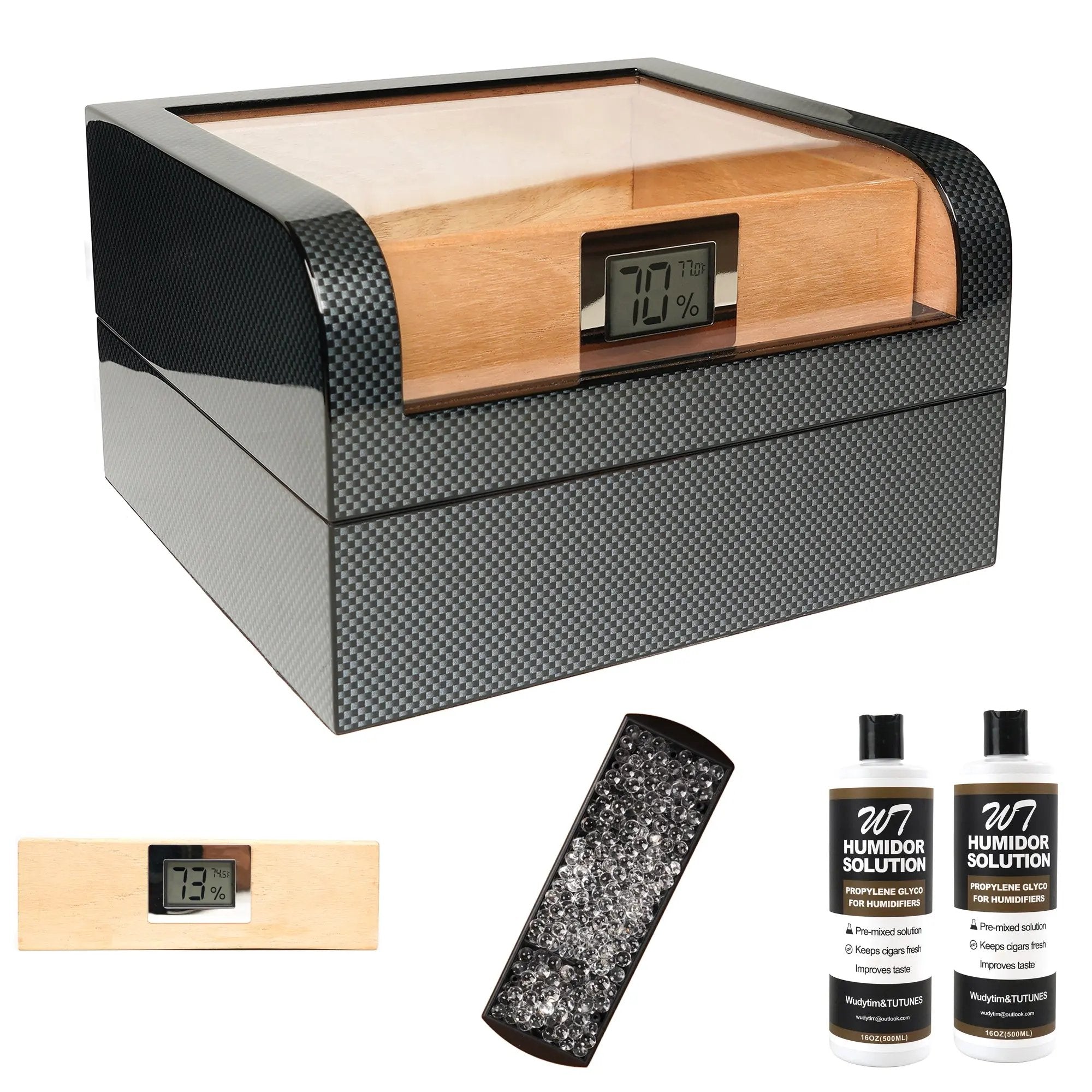 Wudytim 270° Visible Top Elegant Glossy Cigar Humidor Wudytim Store