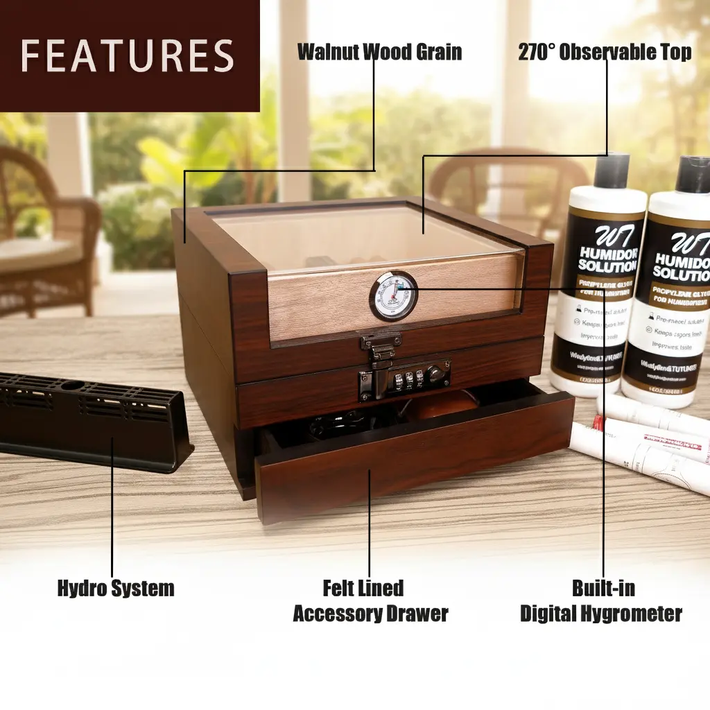 Top 270° Combination Lock Spanish Cedar Cigar Humidor Wudytim Store