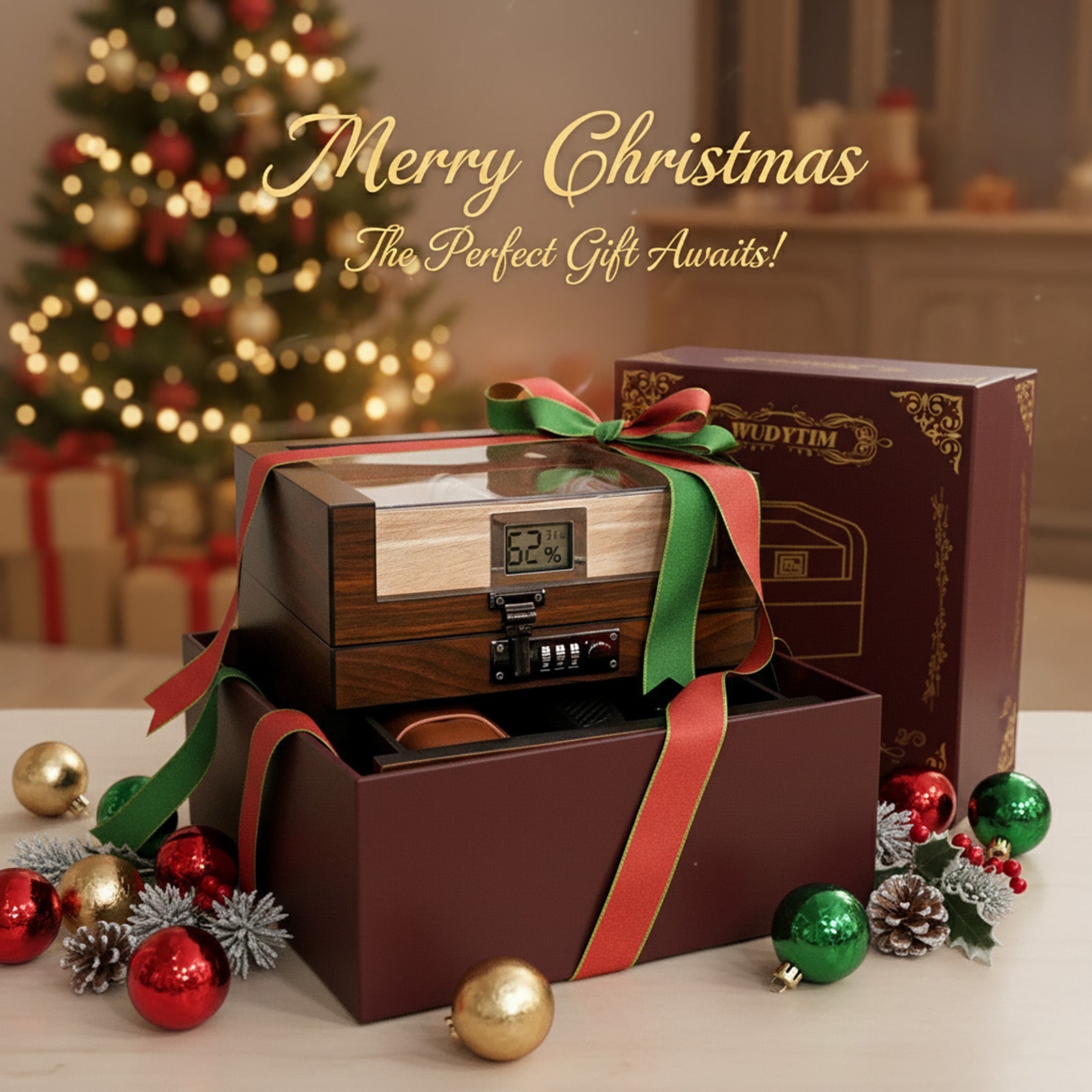 Wudytim 270°TOP Digital Hygrometer Combination Lock Cigar Humidor Wudytim Store