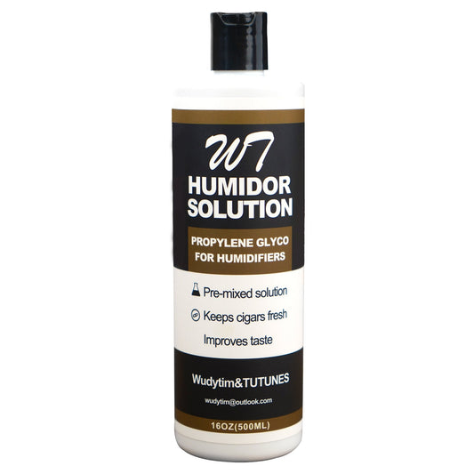 Cigar Humidor Solution 16 oz (500 ml) - Humidifier Liquid - Premium Propylene Glycol PG Solution Formula - 70% RH - Safe and Non - Toxic - Wudytim Store