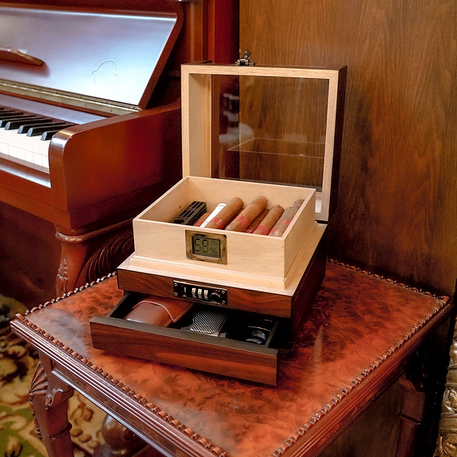 Wudytim 270°TOP Digital Hygrometer Combination Lock Cigar Humidor Wudytim Store